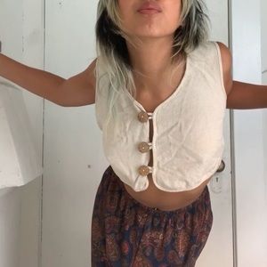 vintage linen crop top/vest